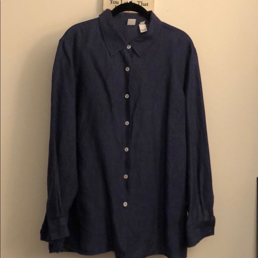Blue linen button tunic